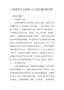 主題教育個(gè)人檢視六個(gè)方面問題剖析材料