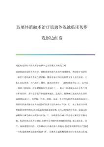 玻璃体消融术治疗玻璃体混浊临床初步观察边红霞