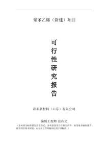 聚苯乙烯新建項目可行性研究報告建議書申請格式范文