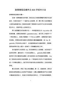 致青春觀后感作文600字初中大全