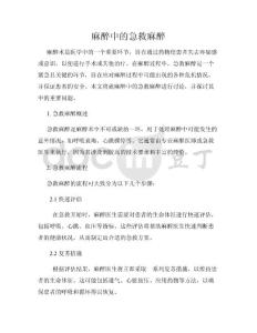 麻醉中的急救麻醉