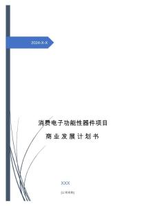 2024年消費電子功能性器件項目商業(yè)發(fā)展計劃書
