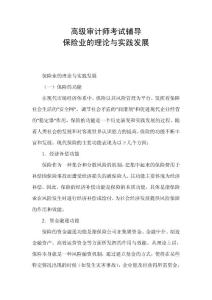 高级审计师考试辅导保险业的理论与实践发展