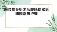 胸腰椎骨折术后腹胀便秘影响因素与护理1