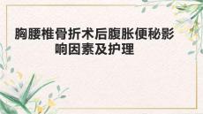 胸腰椎骨折术后腹胀便秘影响因素及护理