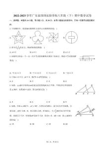 2022-2023学年广东省深圳实验学校八年级（下）期中数学试卷(含解析）
