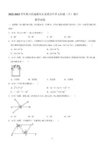 四川省成都市石室联合中学2022-2023学年七年级下学期期中考试数学试卷（含答案）