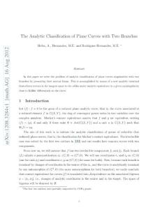 The Analytic Classification of Plane Curves with Two Branches