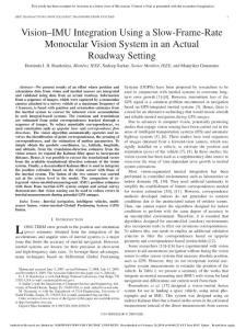 應用-Vision–IMU Integration Using a Slow-Frame-Rate Monocular Vision System in an Actual Roadway Setting