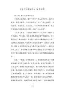 護(hù)士服務(wù)總結(jié)