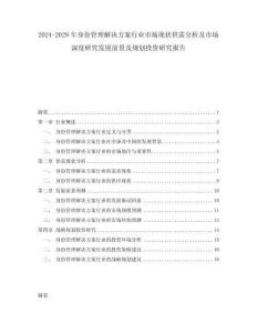 2024-2029年身份管理解决方案行业市场现状供需分析及市场深度研究发展前景及规划投资研究报告