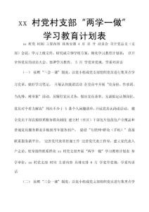 xx 村黨村支部“兩學一做”學習教育計劃表.doc