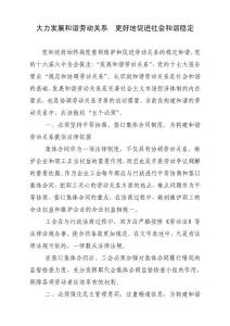 大力發展和諧勞動關系  更好地促進社會和諧穩定.doc