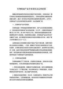 生物柴油產(chǎn)業(yè)開發(fā)現(xiàn)狀及應(yīng)用前景