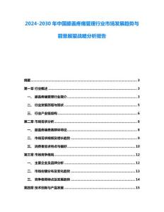 2024-2030年中国膝盖疼痛管理行业市场发展趋势与前景展望战略分析报告