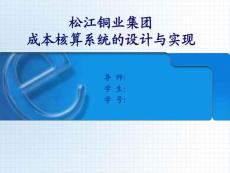 松江銅業集團成本核算系統的設計與實現答辯稿