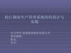 松江銅業生產管理系統的設計與實現答辯稿