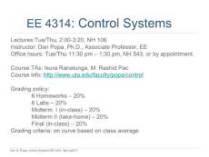 【机器人系列】EE 4314 Control Systems