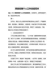 項目經理個人工作總結范本（共兩篇）