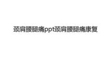 【资料】颈肩腰腿痛ppt颈肩腰腿痛康复汇编