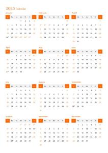 2025_Calendar_六款_豎版_周數(shù)_英文版日歷表_A4直接打印