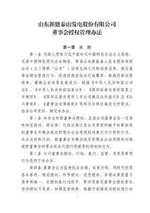 新能泰山：董事會授權(quán)管理辦法（2024年12月）