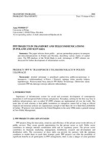 27. PPP Projects in Transport and Telecommunication