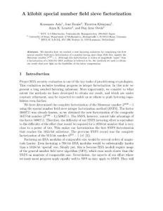 数域筛算法[Number Field Sieve]研究论文集锦
