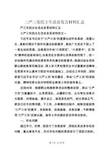 三嚴(yán)三實(shí)民主生活會發(fā)言材料匯總