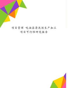 項目管理 噸油漆清洗劑生產加工項目可行性研究報告