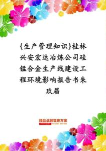生產管理知識桂林興安宏達冶煉公司硅錳合金生產線建設工程環境影響報告書朱玖屆