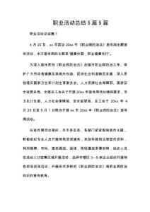 職業活動總結5篇5篇