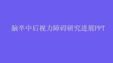 脑卒中后视力障碍研究进展PPT
