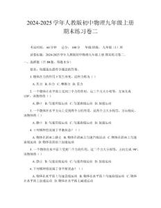 2024-2025學年人教版初中物理九年級上冊期末練習卷二