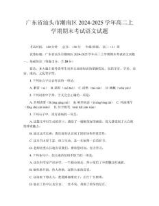 廣東省汕頭市潮南區2024-2025學年高二上學期期末考試語文試題