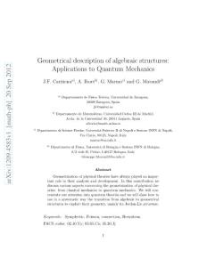 Geometrical description of algebraic structures Applications to Quantum Mechanics
