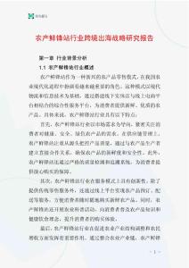 農(nóng)產(chǎn)鮮鋒站行業(yè)跨境出海戰(zhàn)略研究報(bào)告
