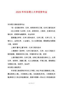 2025年華東理工大學優勢專業