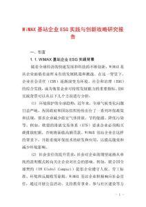 WiMAX基站企業(yè)ESG實(shí)踐與創(chuàng)新戰(zhàn)略研究報(bào)告