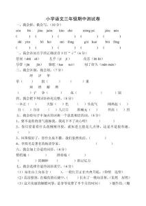 三年级上册期中考试试卷
