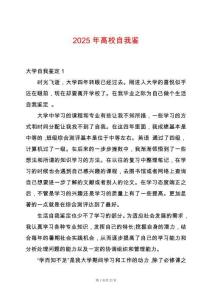 2025年高校自我鑒