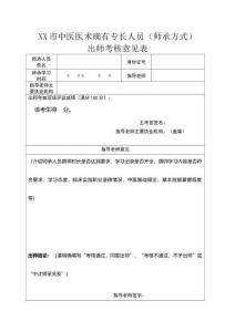 中醫醫術確有專長人員（師承方式）出師考核意見表
