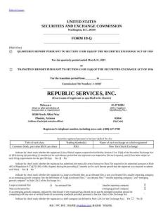 【SEC-2025行業(yè)研究報告】Form 10-Q REPUBLIC SERVICES INC.
