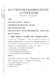 2024年梧州岑溪市招录城镇公益性岗位人员真题