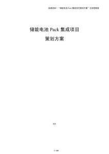 储能电池Pack集成项目策划方案