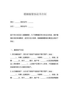 婚姻嫁娶协议书合同