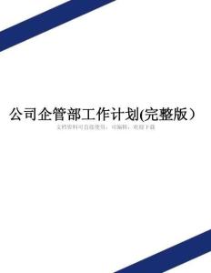 公司企管部工作计划(完整版)