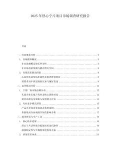 2025年舒心宁片项目市场调查研究报告