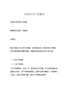 洁具公司工作报告