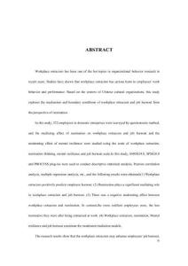 职场排斥对员工职业倦怠的影响：一个有调节的中介模型